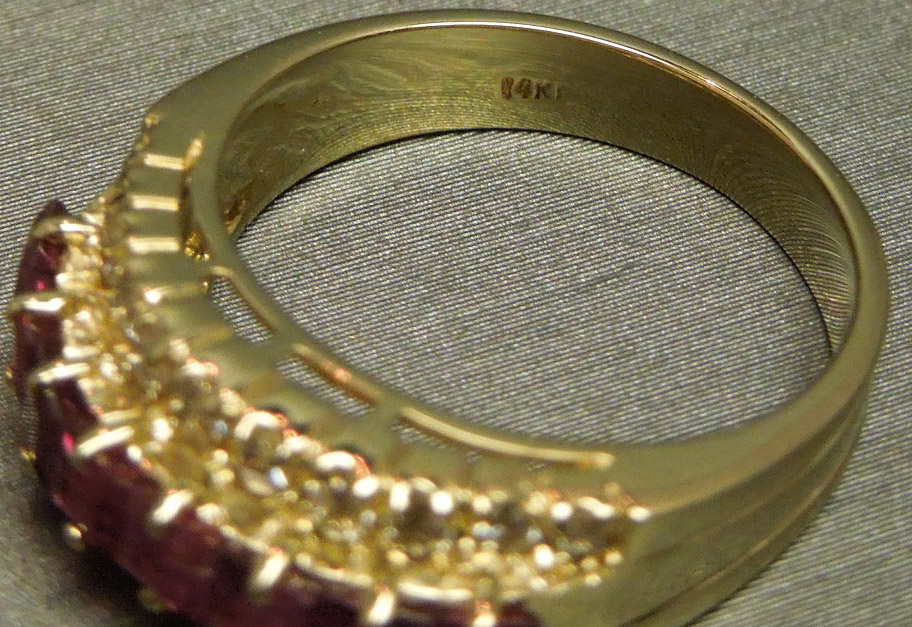 Vintage 1.50TCW Square Ruby Anniversary Band 14K C1970