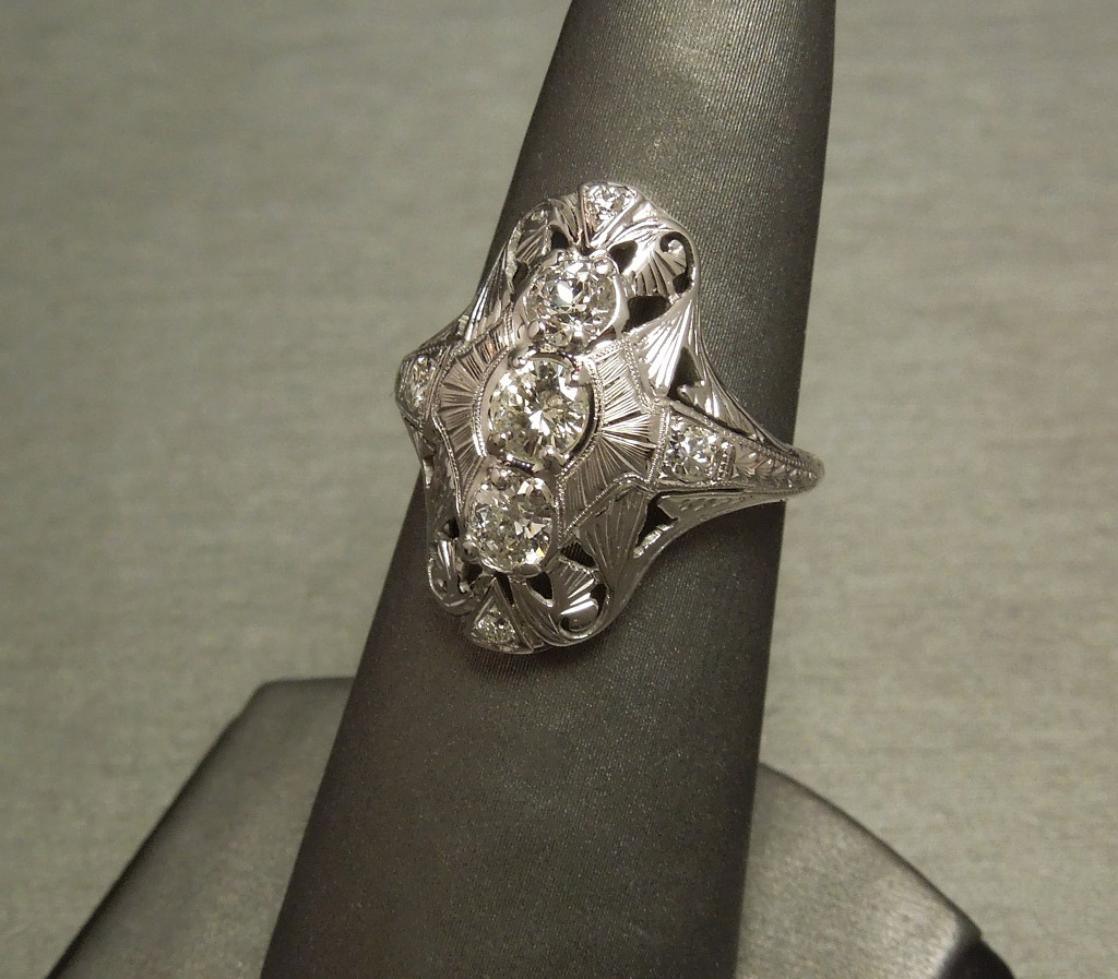 edwardian european cut diamond shield
