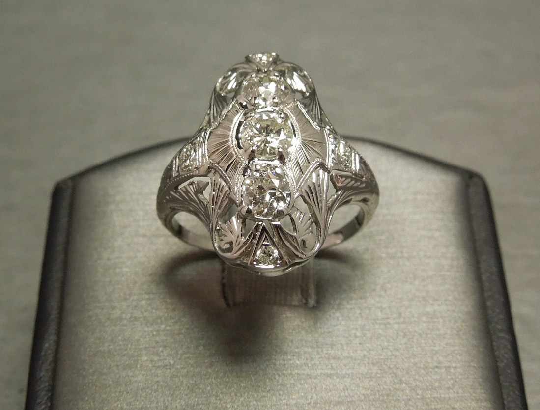edwardian european cut diamond shield