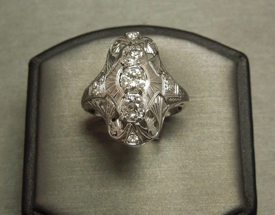 edwardian european cut diamond shield