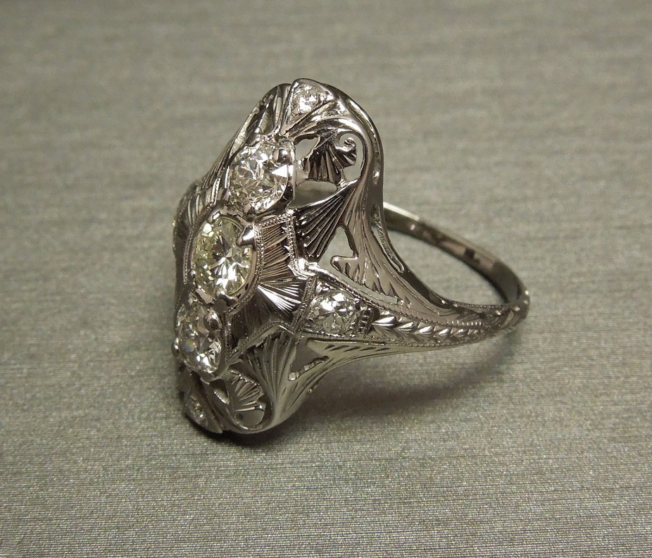 edwardian european cut diamond shield